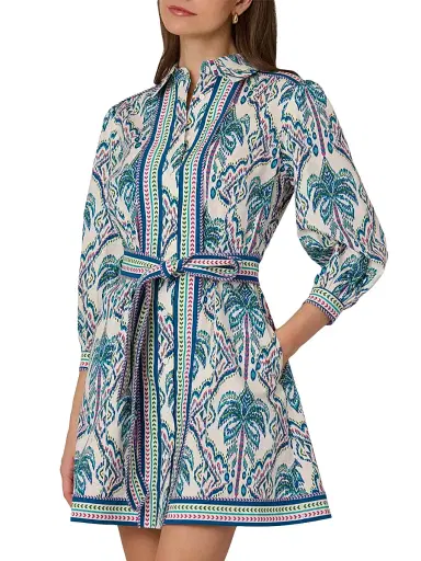 Shoshanna Women's Vesey Tapestry Print Mini Shirtdress - Blue Multi | Thumbnail 4 Shoshanna Women's Vesey Tapestry Print Mini Shirtdress - Blue Multi | Thumbnail 4