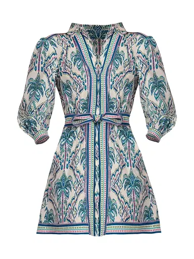 Shoshanna Women's Vesey Tapestry Print Mini Shirtdress - Blue Multi | Thumbnail 1 Shoshanna Women's Vesey Tapestry Print Mini Shirtdress - Blue Multi | Thumbnail 1