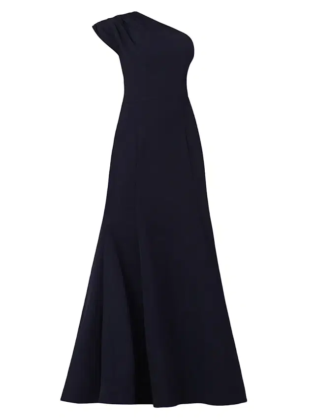 Women's Carley Stretch-Crepe One-Shoulder Gown - Navy