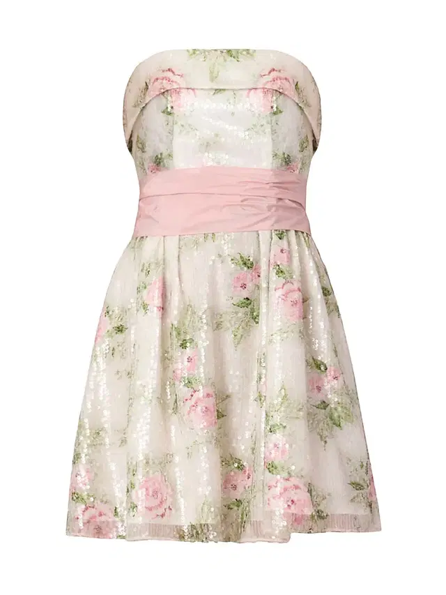 Women's Sullivan Floral Sequined Mini Dress -  Blush Multi