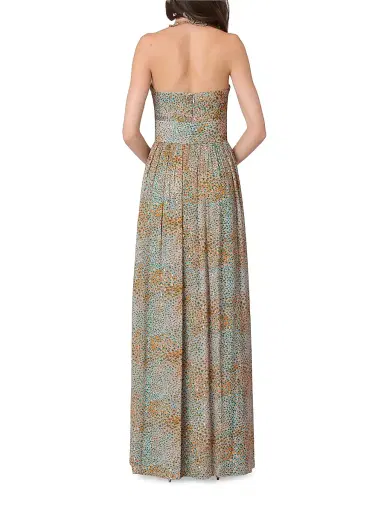 Shoshanna Women's Grace Clip-Dot Halterneck Gown - Apricot Sky Blue | Thumbnail 3 Shoshanna Women's Grace Clip-Dot Halterneck Gown - Apricot Sky Blue | Thumbnail 3