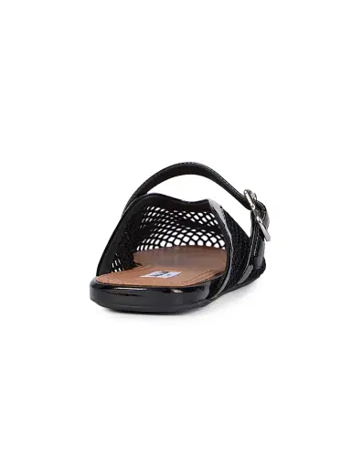Alaïa Women's Open-Knit Fishnet Flat Mules - Noir | Thumbnail 3