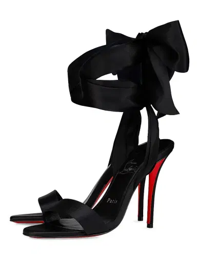 Christian Louboutin Women's Miss Z Du Desert 100MM Satin Sandals - Black | Thumbnail 2