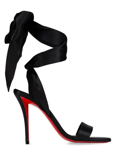Christian Louboutin Women's Miss Z Du Desert 100MM Satin Sandals - Black | Thumbnail 1