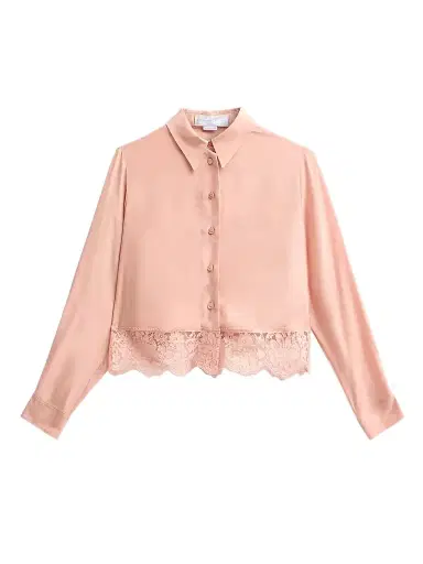 Stella McCartney Women's Lace-Trim Silk Shirt - Soft Rose - Size 10 | Thumbnail 1