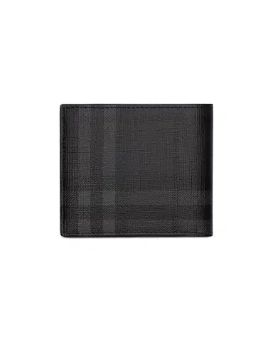 Burberry Men's City Check Coated Canvas Bifold Wallet - Iron | Thumbnail 3