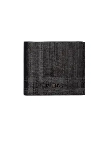 Burberry Men's City Check Coated Canvas Bifold Wallet - Iron | Thumbnail 1