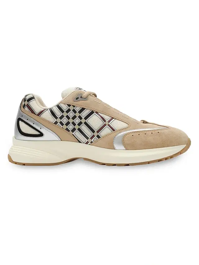 Burberry Men's Eclipse Low-Top Sneakers - Flax Silver