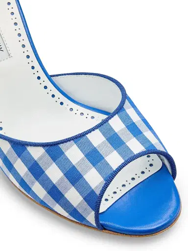 Manolo Blahnik Women's Jadara 70MM Gingham Cotton Pumps | Thumbnail 5 Manolo Blahnik Women's Jadara 70MM Gingham Cotton Pumps | Thumbnail 5