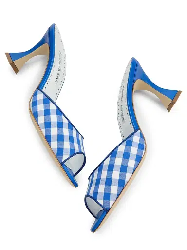 Manolo Blahnik Women's Jadara 70MM Gingham Cotton Pumps | Thumbnail 6 Manolo Blahnik Women's Jadara 70MM Gingham Cotton Pumps | Thumbnail 6