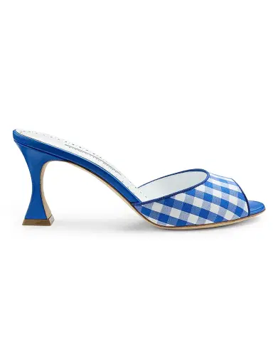 Manolo Blahnik Women's Jadara 70MM Gingham Cotton Pumps | Thumbnail 1 Manolo Blahnik Women's Jadara 70MM Gingham Cotton Pumps | Thumbnail 1