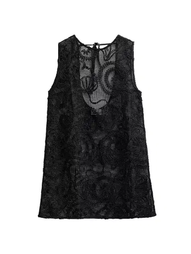 Ganni Women's Embroidered Net Mini Dress | Thumbnail 1 Ganni Women's Embroidered Net Mini Dress | Thumbnail 1