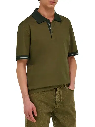 FERRAGAMO Men's Short-Sleeve Cotton Polo Shirt - Caper Verde Bianco | Thumbnail 5 FERRAGAMO Men's Short-Sleeve Cotton Polo Shirt - Caper Verde Bianco | Thumbnail 5