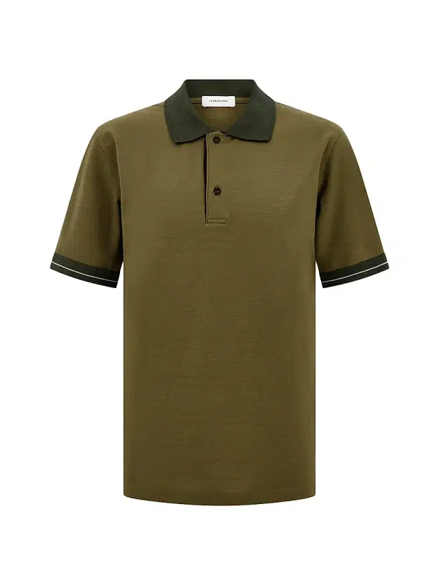 FERRAGAMO Men's Short-Sleeve Cotton Polo Shirt - Caper Verde Bianco