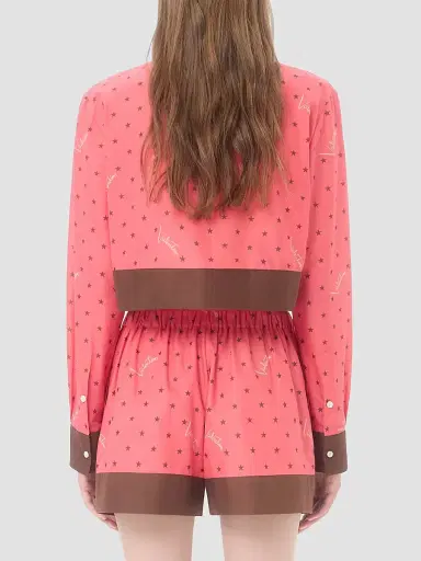 Valentino Garavani Women's Muslin Starry Signature Shirt with Star-Print - Coral Chocolate | Thumbnail 5