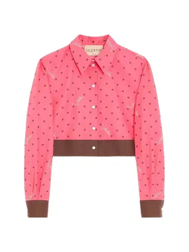 Valentino Garavani Women's Muslin Starry Signature Shirt with Star-Print - Coral Chocolate | Thumbnail 1