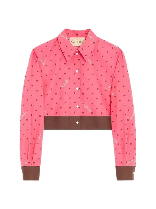 Valentino Garavani Women's Muslin Starry Signature Shirt with Star-Print - Coral Chocolate