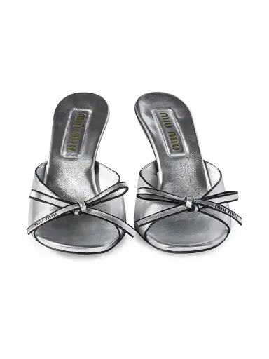 Miu Miu Women's Mordoré Nappa Leather Sandals with Bow | Thumbnail 3 Miu Miu Women's Mordoré Nappa Leather Sandals with Bow | Thumbnail 3
