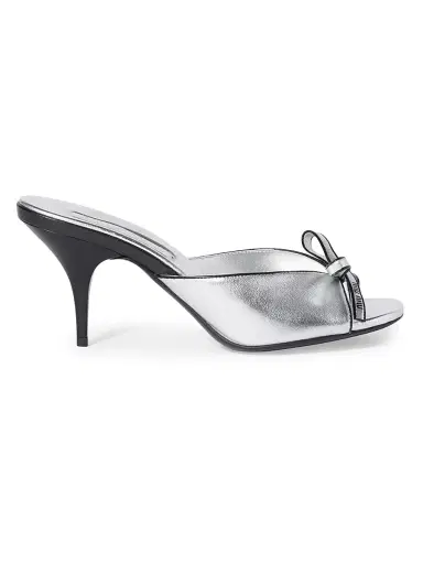 Miu Miu Women's Mordoré Nappa Leather Sandals with Bow | Thumbnail 1 Miu Miu Women's Mordoré Nappa Leather Sandals with Bow | Thumbnail 1