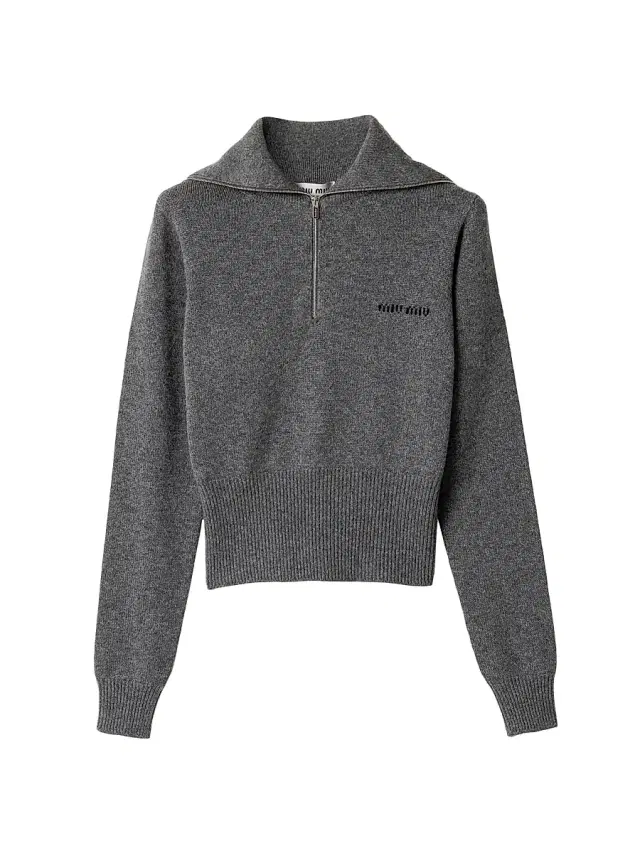 Women's Cashmere Half-Zipper Sweater - Grey