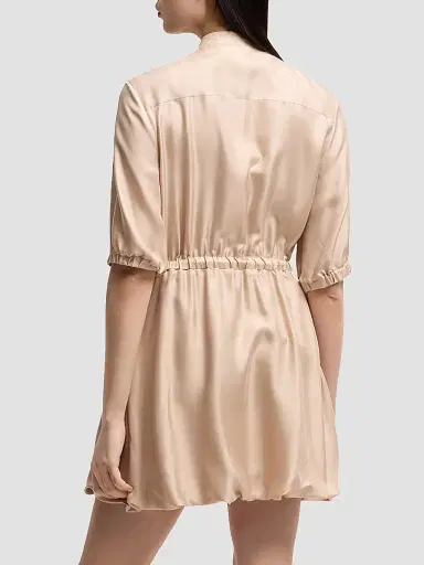 Moncler Women's Shirt Dress in Silk Twill - Light Beige - Size Medium | Thumbnail 3