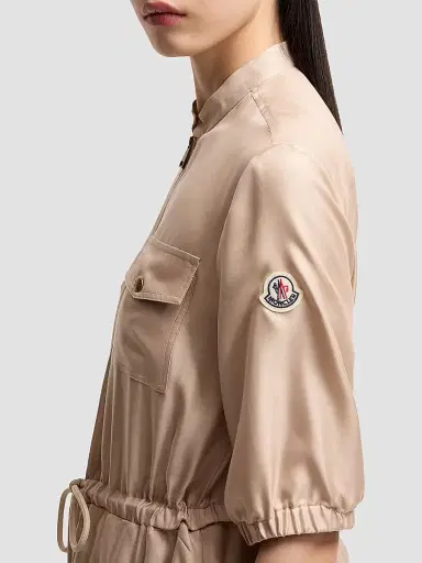 Moncler Women's Shirt Dress in Silk Twill - Light Beige - Size Medium | Thumbnail 4