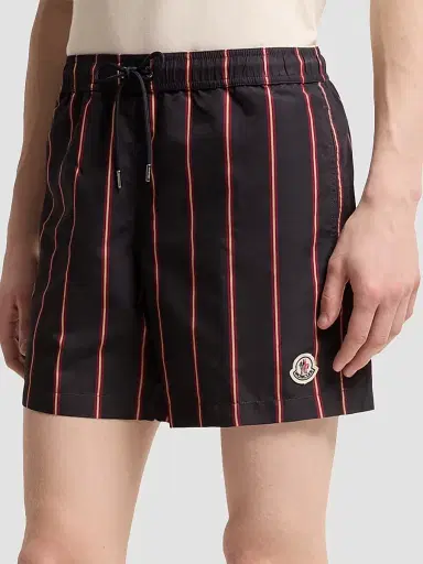 Moncler Men's Swim Trunks with Stripes - Navy Blue | Thumbnail 2