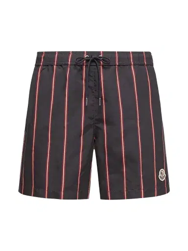 Moncler Men's Swim Trunks with Stripes - Navy Blue | Thumbnail 1