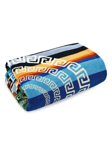 Versace Striped Greca Cotton Jacquard Cotton Beach Towel | Thumbnail 1