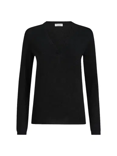 Brunello Cucinelli Women's Cashmere and Silk Sparkling Lightweight Sweater | Thumbnail 1 Brunello Cucinelli Women's Cashmere and Silk Sparkling Lightweight Sweater | Thumbnail 1