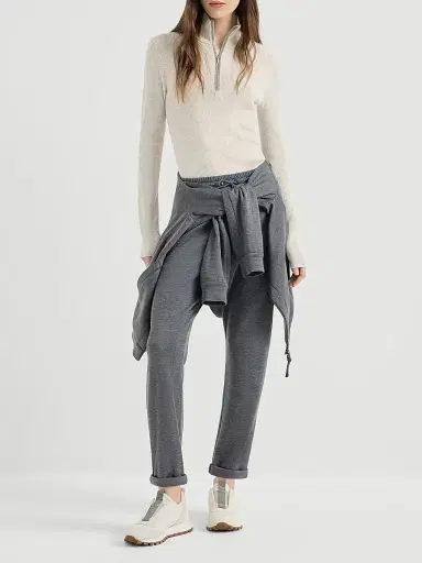 Brunello Cucinelli Women's Virgin Wool and Cashmere Lightweight Ribbed Turtleneck Sweater | Thumbnail 6 Brunello Cucinelli Women's Virgin Wool and Cashmere Lightweight Ribbed Turtleneck Sweater | Thumbnail 6