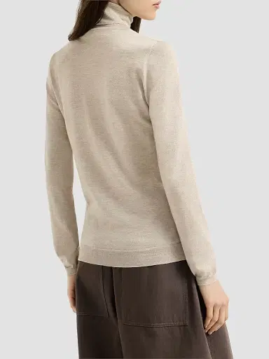 Brunello Cucinelli Women's Sparkling Cashmere and Silk Lightweight Turtleneck Sweater | Thumbnail 3