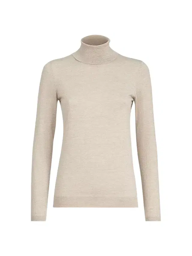 Brunello Cucinelli Women's Sparkling Cashmere and Silk Lightweight Turtleneck Sweater - Desert