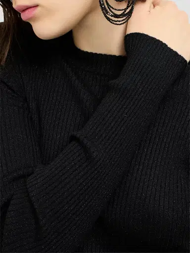 Brunello Cucinelli Women's Sparkling Cashmere and Silk Rib Knit Lightweight Sweater | Thumbnail 5