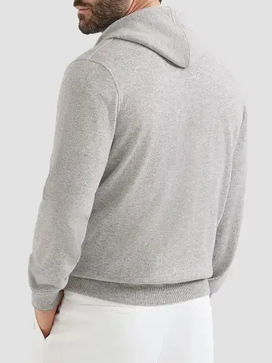 Brunello Cucinelli Men's Cashmere Sweatshirt-Style Cardigan with Hood | Thumbnail 3