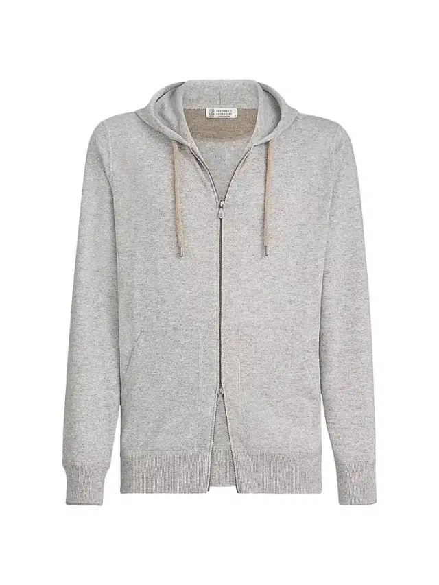Brunello Cucinelli Men's Cashmere Sweatshirt-Style Cardigan with Hood
