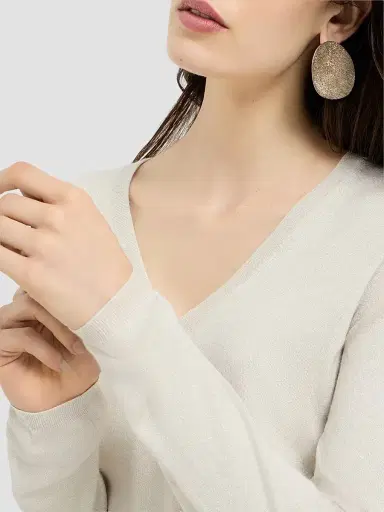 Brunello Cucinelli Women's Cashmere and Silk Sparkling Lightweight Sweater | Thumbnail 5 Brunello Cucinelli Women's Cashmere and Silk Sparkling Lightweight Sweater | Thumbnail 5