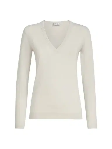Brunello Cucinelli Women's Cashmere and Silk Sparkling Lightweight Sweater | Thumbnail 1 Brunello Cucinelli Women's Cashmere and Silk Sparkling Lightweight Sweater | Thumbnail 1
