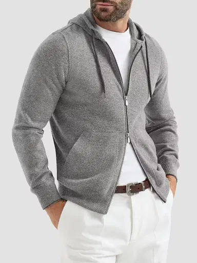 Brunello Cucinelli Men's Cashmere Sweatshirt-Style Cardigan with Hood | Thumbnail 2 Brunello Cucinelli Men's Cashmere Sweatshirt-Style Cardigan with Hood | Thumbnail 2