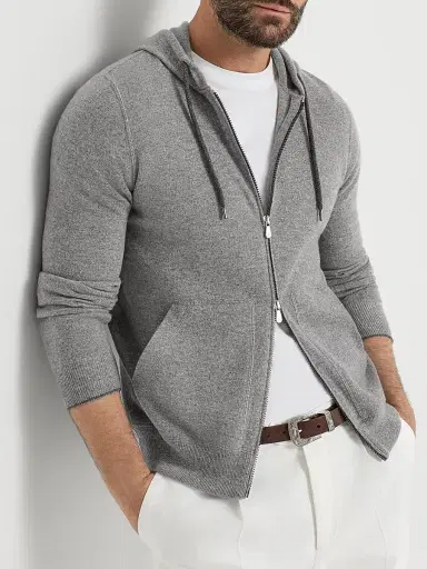 Brunello Cucinelli Men's Cashmere Sweatshirt-Style Cardigan with Hood | Thumbnail 5 Brunello Cucinelli Men's Cashmere Sweatshirt-Style Cardigan with Hood | Thumbnail 5