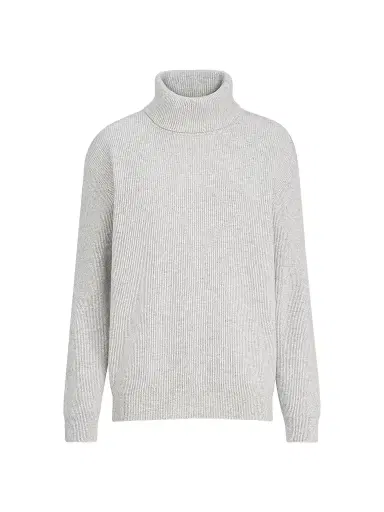 Brunello Cucinelli Women's Cashmere English Rib Turtleneck Sweater with Monili | Thumbnail 1 Brunello Cucinelli Women's Cashmere English Rib Turtleneck Sweater with Monili | Thumbnail 1