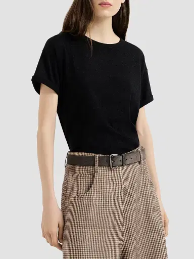 Brunello Cucinelli Women's Sparkling Cashmere and Silk Lightweight Knit T-Shirt | Thumbnail 2 Brunello Cucinelli Women's Sparkling Cashmere and Silk Lightweight Knit T-Shirt | Thumbnail 2