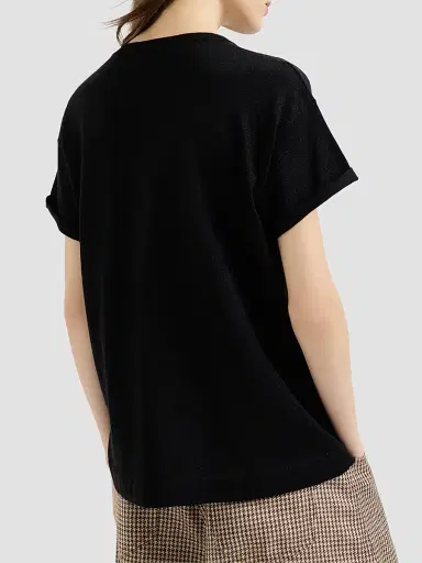 Brunello Cucinelli Women's Sparkling Cashmere and Silk Lightweight Knit T-Shirt | Thumbnail 3 Brunello Cucinelli Women's Sparkling Cashmere and Silk Lightweight Knit T-Shirt | Thumbnail 3
