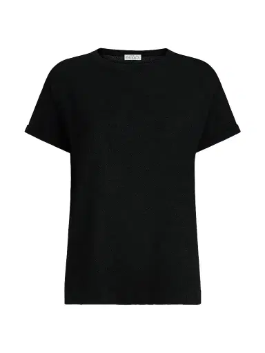 Brunello Cucinelli Women's Sparkling Cashmere and Silk Lightweight Knit T-Shirt | Thumbnail 1 Brunello Cucinelli Women's Sparkling Cashmere and Silk Lightweight Knit T-Shirt | Thumbnail 1