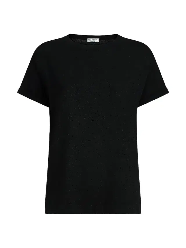Brunello Cucinelli Women's Sparkling Cashmere and Silk Lightweight Knit T-Shirt - Black