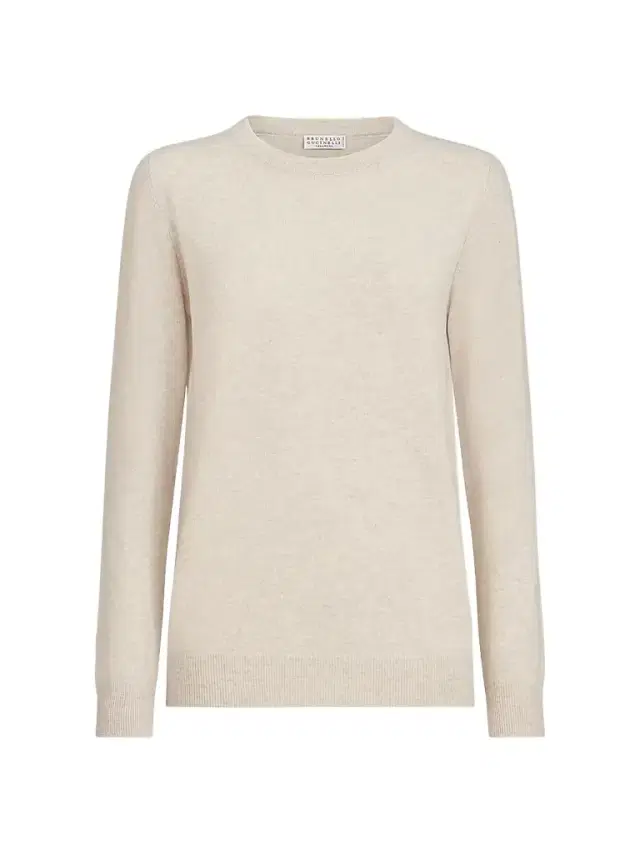 Brunello Cucinelli Women's Cashmere Sweater with Monili - Oat
