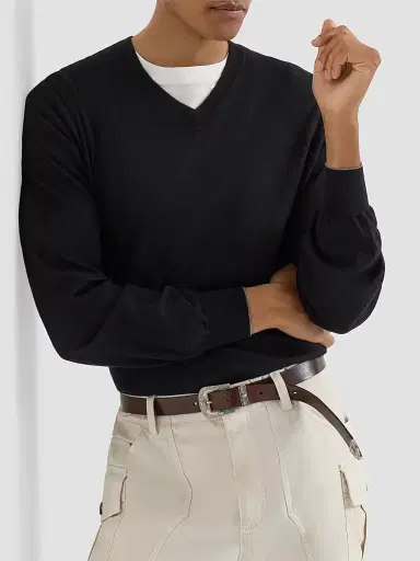 Brunello Cucinelli Men's Cashmere and Silk Lightweight Sweater - Black - Size 46 | Thumbnail 4 Brunello Cucinelli Men's Cashmere and Silk Lightweight Sweater - Black - Size 46 | Thumbnail 4