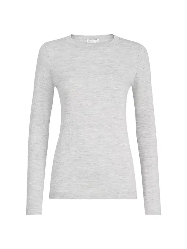 Brunello Cucinelli Women's Cashmere and Silk Lightweight Sweater - Light Grey