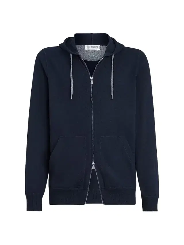 Brunello Cucinelli Men's Cashmere Sweatshirt-Style Cardigan with Hood