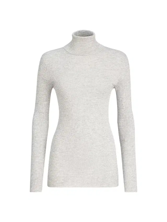 Brunello Cucinelli Women's Lightweight Turtleneck Sweater in Sparkling Cashmere and Silk Rib Knit - Light Grey